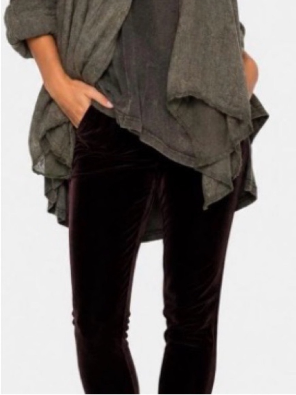 Eileen Fisher Velvet casis ankle Leggings in stretch velvet knit